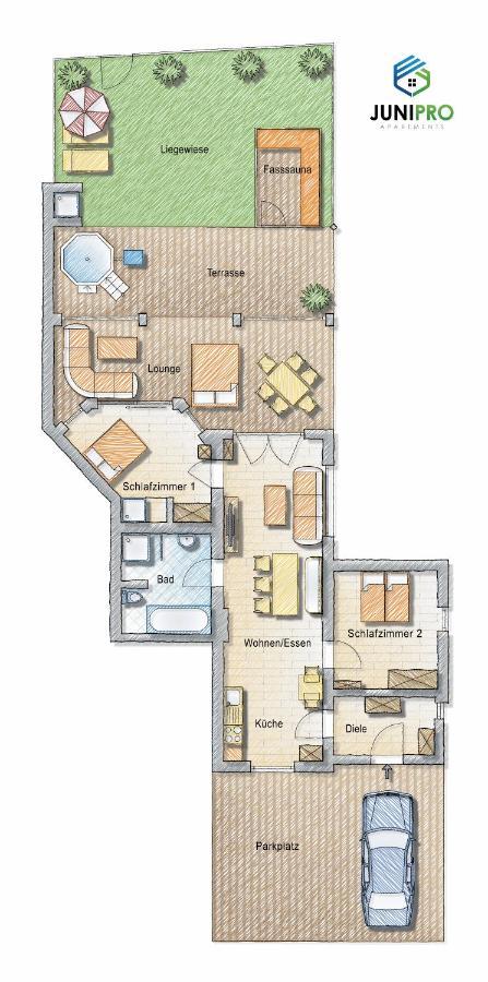 Junipro Luxury Apartments Bosen-Eckelhausen Bagian luar foto
