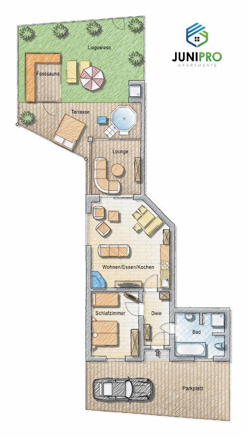 Junipro Luxury Apartments Bosen-Eckelhausen Bagian luar foto